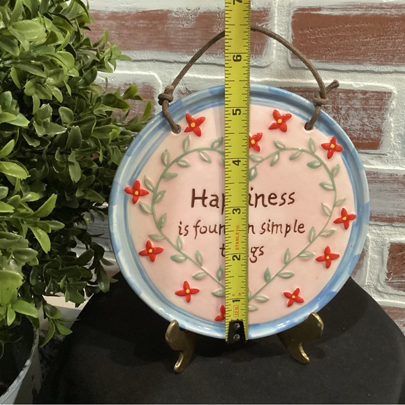Hand Painted Ceramic Plaque by Paula - “Happiness is found in simple things” - Picture 6 of 6